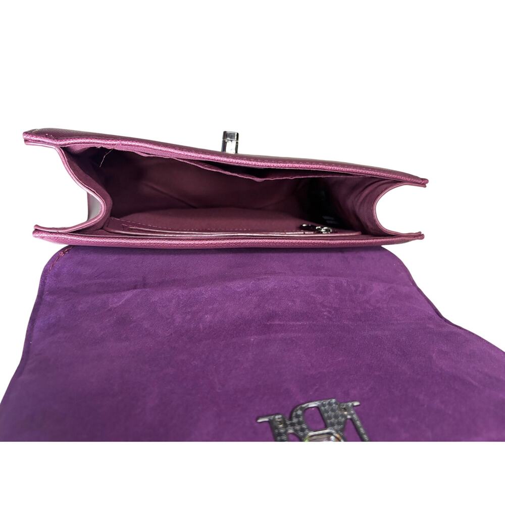 NWT Stunning Badgley Mischka Plum Vegan Leather Handbag - Picture 5 of 8
